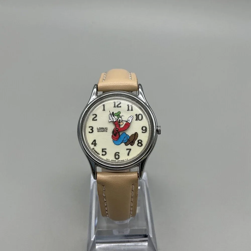Vintage Lorus Disney Goofy Boys Watch 31mm V516-6A00 Leather New Battery